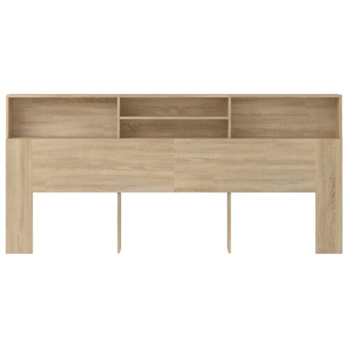 Headboard Cabinet Bed Frame Head Storage Shelf Board Bedhead Sonoma Oak 220x19x103.5cm - Image 3