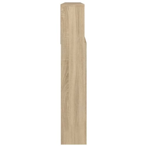 Headboard Cabinet Bed Frame Head Storage Shelf Board Bedhead Sonoma Oak 220x19x103.5cm - Image 4