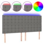 LED Lights Headboard Bed Frame Head Bedhead Board Grey Fabric 200cm King Size