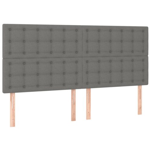 LED Lights Headboard Bed Frame Head Bedhead Board Grey Fabric 200cm King Size - Image 4