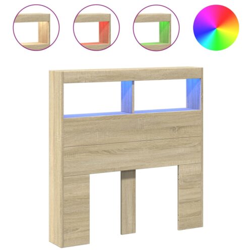Headboard Cabinet with LED onoma Oak 100x17x102cm