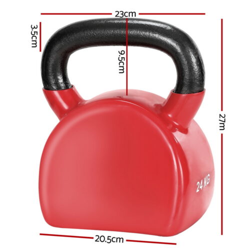 Everfit 24kg Kettlebell Weightlifting Bench Dumbbells Kettle Bell Gym Home - Image 2