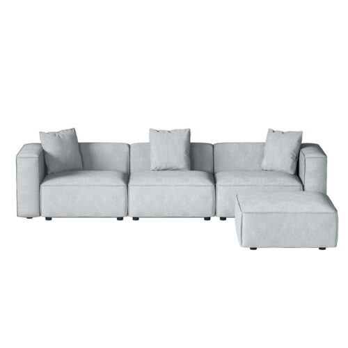 Artiss Modular Sofa Chaise Set 4-Seater Grey - Image 3