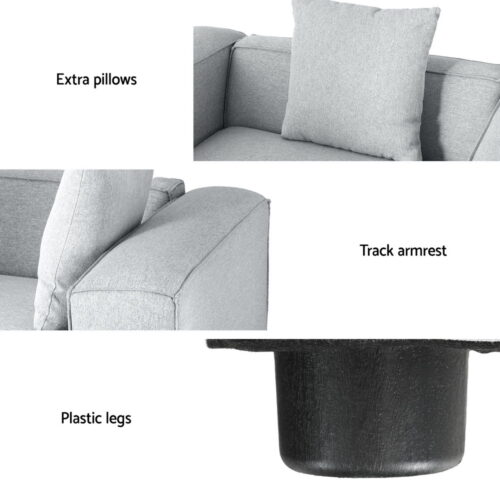 Artiss Modular Sofa Chaise Set 4-Seater Grey - Image 5