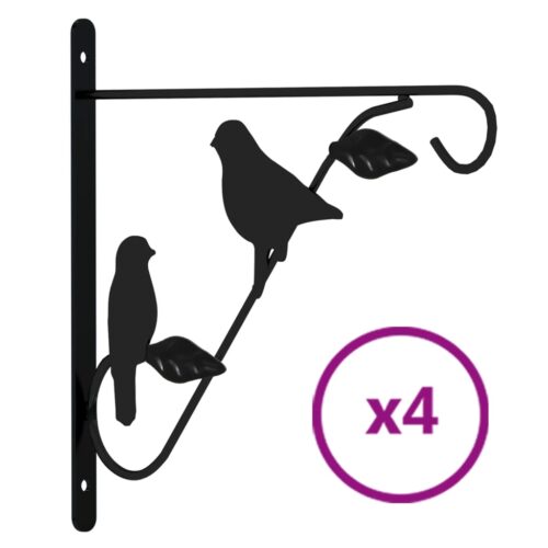 Hanging Basket Brackets 4pcs Black Steel - Image 2