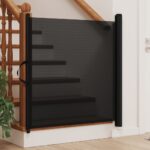 Retractable Pet Gate Black 117.5x125cm