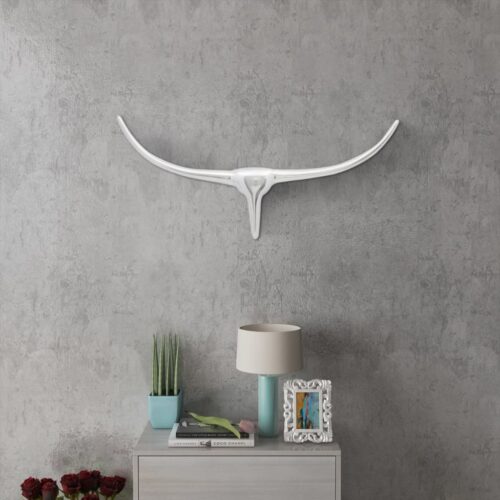 Wall-Mounted Aluminium Bull s Head Decoration Silver 72cm