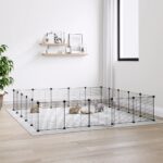 20-Panel Pet Cage with Door Black 35x35cm Steel