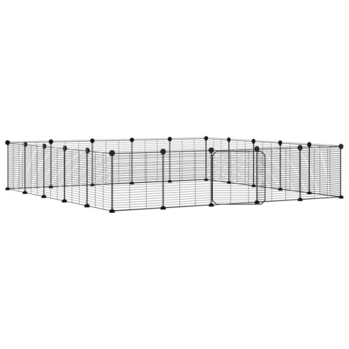 20-Panel Pet Cage with Door Black 35x35cm Steel - Image 2