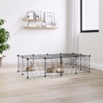 20-Panel Pet Cage with Door Black 35x35cm Steel