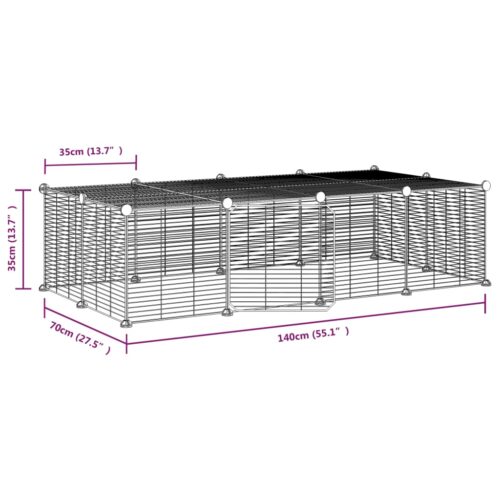20-Panel Pet Cage with Door Black 35x35cm Steel - Image 4
