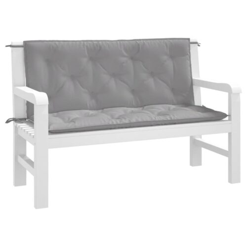Garden Bench Cushions 2pcs Grey 120x50x7cm Oxford Fabric - Image 3