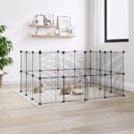 28-Panel Pet Cage with Door Black 35x35cm Steel