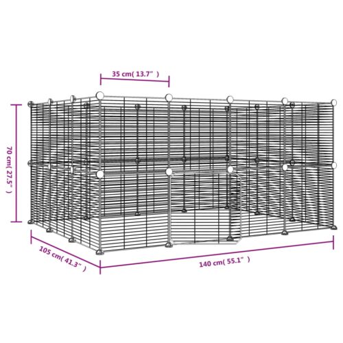 28-Panel Pet Cage with Door Black 35x35cm Steel - Image 4
