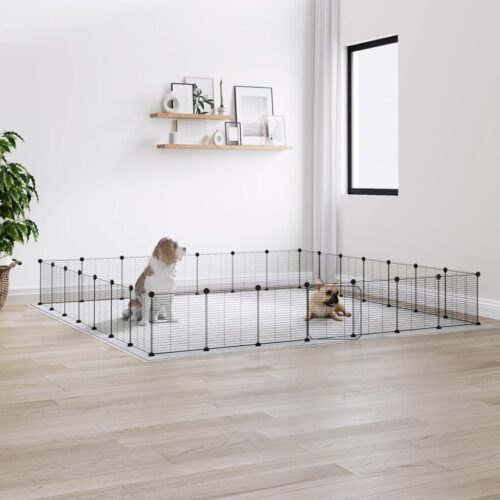 28-Panel Pet Cage with Door Black 35x35cm Steel