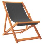 Folding Beach Chairs 2pcs Grey Fabric