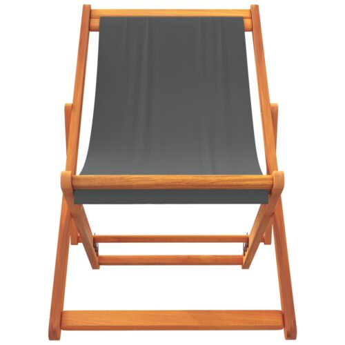 Folding Beach Chairs 2pcs Grey Fabric - Image 4