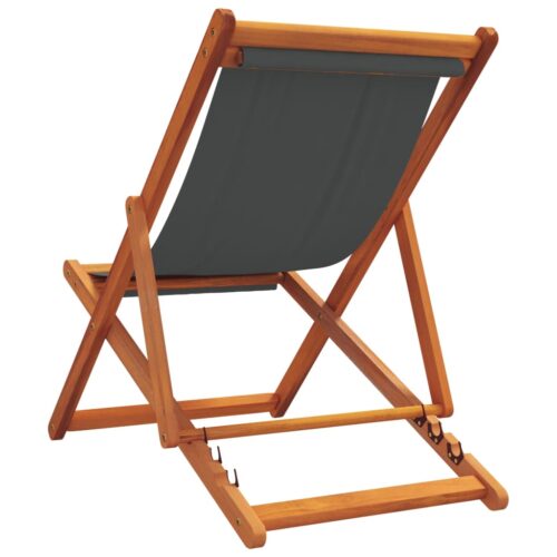 Folding Beach Chairs 2pcs Grey Fabric - Image 6