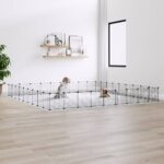 36-Panel Pet Cage with Door Black 35x35cm Steel