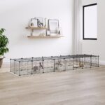 36-Panel Pet Cage with Door Black 35x35cm Steel