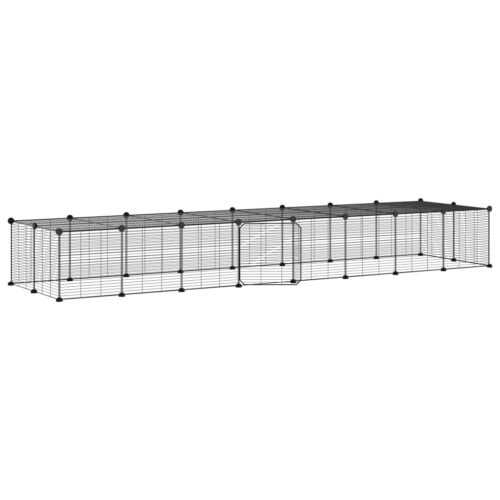 36-Panel Pet Cage with Door Black 35x35cm Steel - Image 2