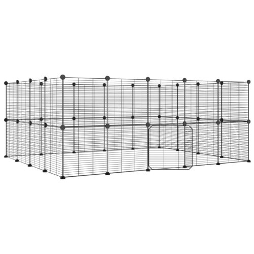 36-Panel Pet Cage with Door Black 35x35cm Steel - Image 2