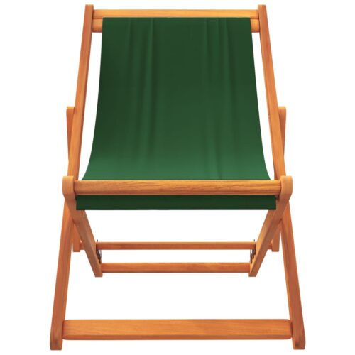 Folding Beach Chairs 2pcs Green Fabric - Image 4
