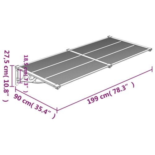 Door Window Canopy Awning Outdoor Patio UV Sun Rain Roof Shield Cover 199x90cm - Image 6