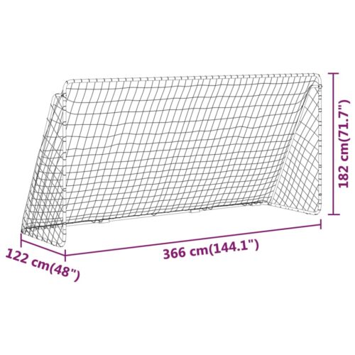 Football Goal with Net White 366x122x182cm Steel - Image 6