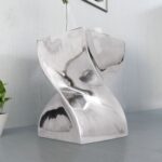 Twisted Gallery Style Aluminium Silver Stool End Side Table Book Lamp Stand Nightstand