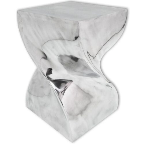 Twisted Gallery Style Aluminium Silver Stool End Side Table Book Lamp Stand Nightstand - Image 3