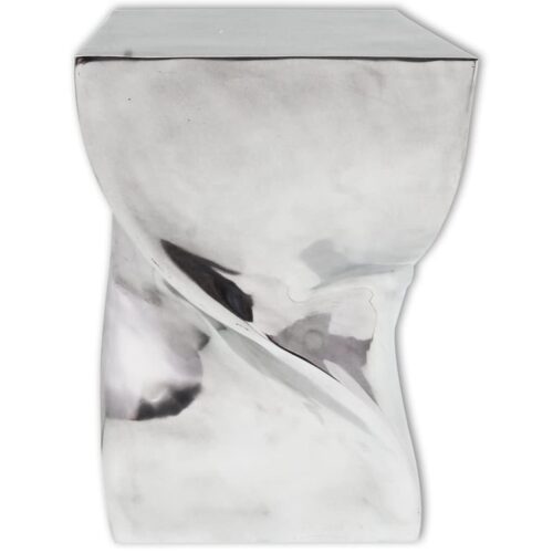 Twisted Gallery Style Aluminium Silver Stool End Side Table Book Lamp Stand Nightstand - Image 4