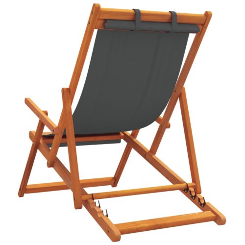 Folding Beach Chairs 2pcs Grey Fabric - Image 6