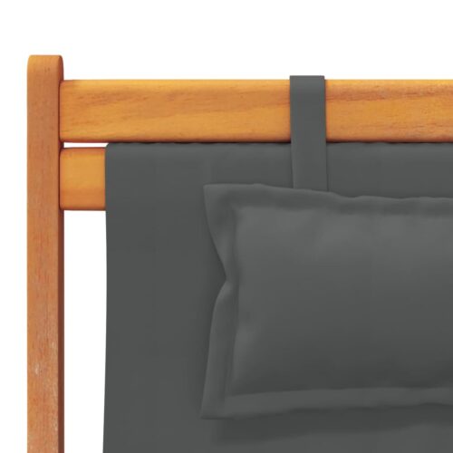 Folding Beach Chairs 2pcs Grey Fabric - Image 8