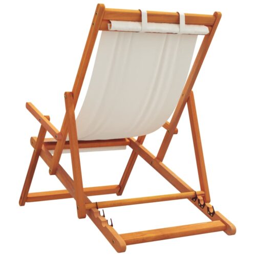 Folding Beach Chairs 2pcs Cream Fabric - Image 6