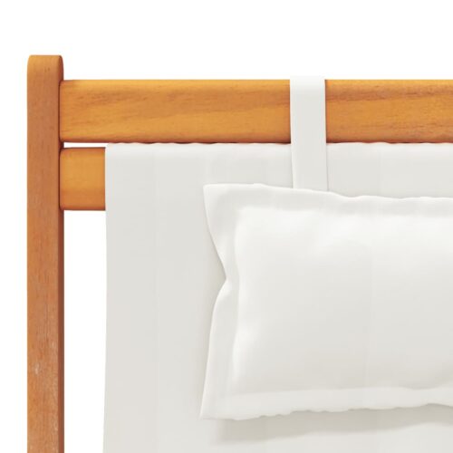 Folding Beach Chairs 2pcs Cream Fabric - Image 8