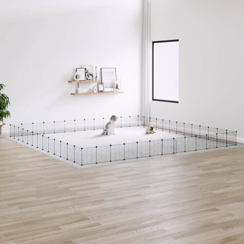 52-Panel Pet Cage with Door Black 35x35cm Steel