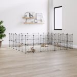 52-Panel Pet Cage with Door Black 35x35cm Steel