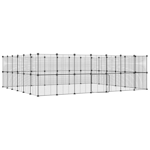 52-Panel Pet Cage with Door Black 35x35cm Steel - Image 2