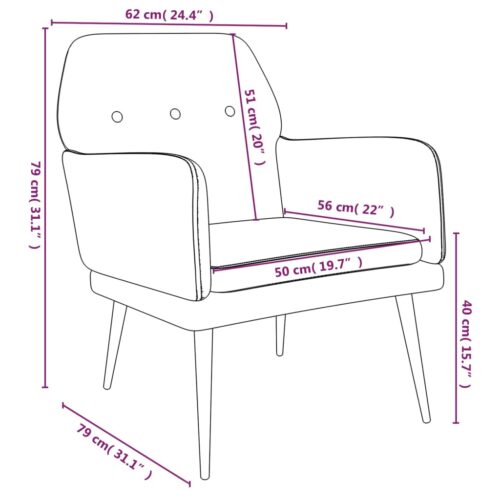 Armchair Black 62x79x79cm Velvet - Image 8