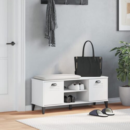 Shoe Bench VIKEN White 106x35x45cm Engineered Wood - Image 3