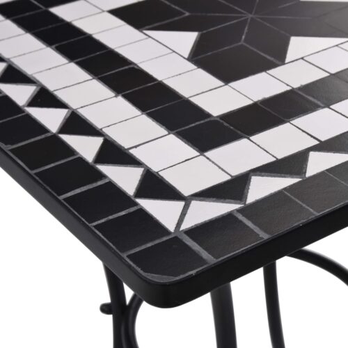 Mosaic Bistro Table Black White 60cm Ceramic - Image 4