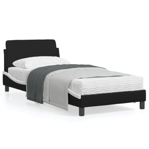 Bed Frame "Dover" Black&White 90x190cm Faux Leather