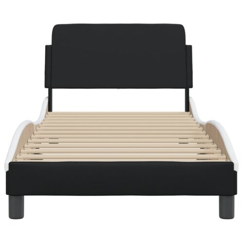 Bed Frame "Dover" Black&White 90x190cm Faux Leather - Image 4