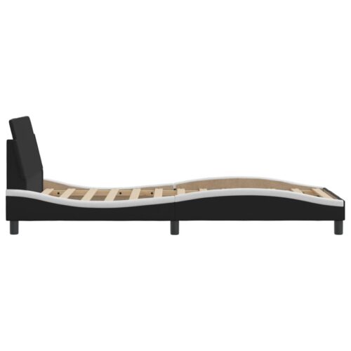 Bed Frame "Dover" Black&White 90x190cm Faux Leather - Image 5