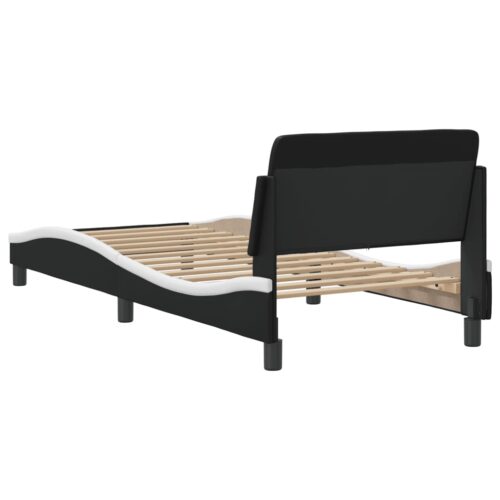 Bed Frame "Dover" Black&White 90x190cm Faux Leather - Image 6
