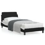 Bed Frame "Dover" Black and White 90x190cm Faux Leather