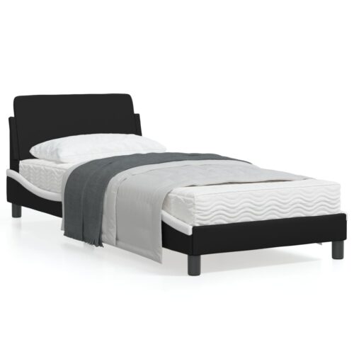 Bed Frame "Dover" Black and White 90x190cm Faux Leather