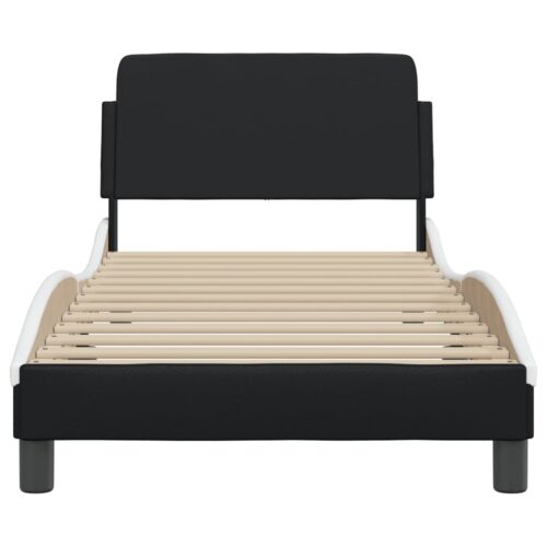 Bed Frame "Dover" Black and White 90x190cm Faux Leather - Image 4