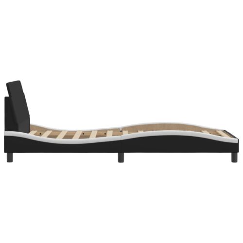 Bed Frame "Dover" Black and White 90x190cm Faux Leather - Image 5